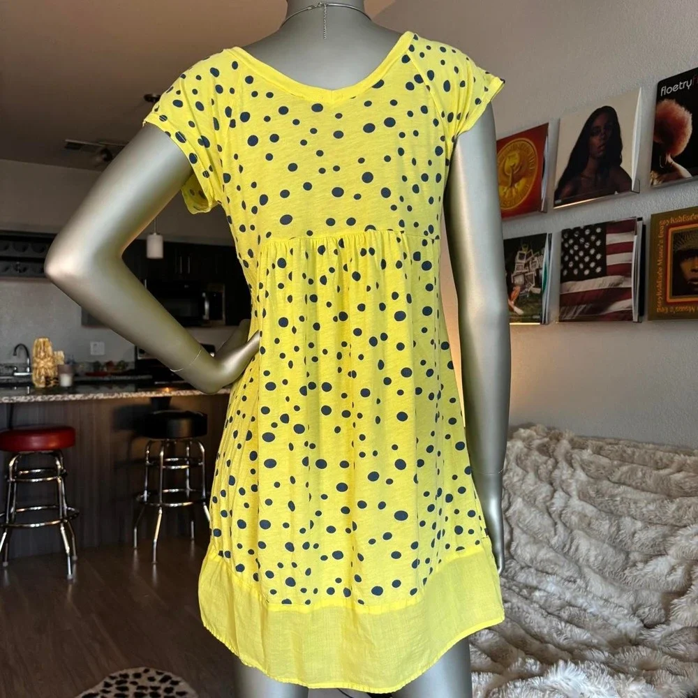 Y2K Yellow Polka Dot Babydoll Mini Dress Top Splendid 🍒